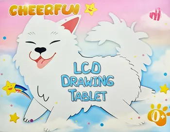 לוח לכתיבה רב צבעים מחיק בלחיצת כפתור LCD בצורת כלב לבן